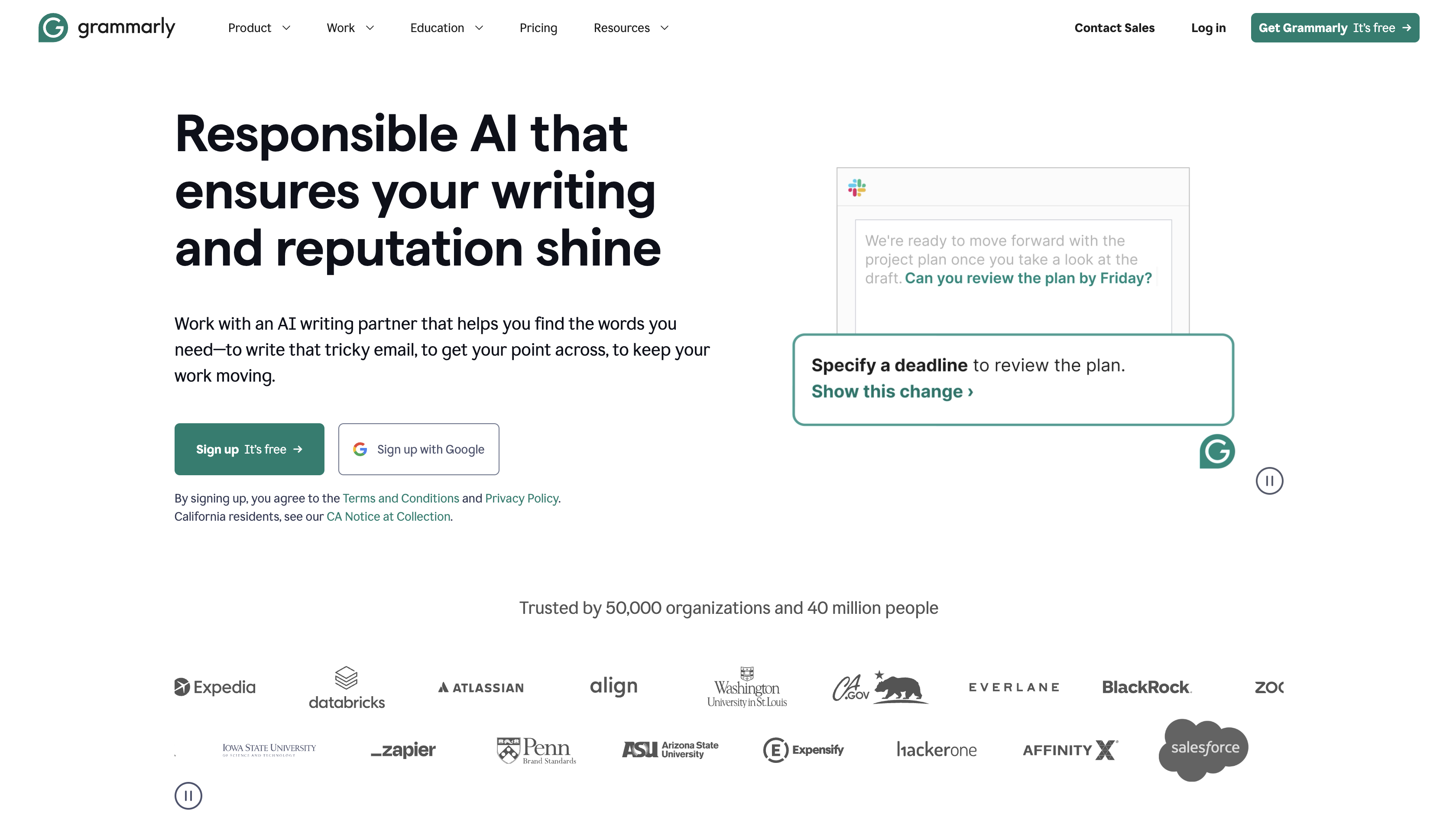 Screenshot showing Grammarly correcting text in a browser